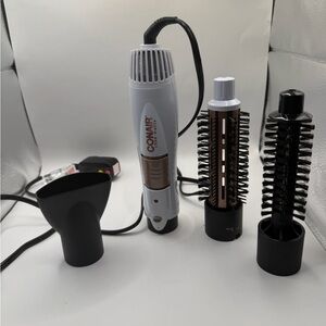 White Conair Brush Combo Kit 1000 Watts for Curling Straightening and Smoothing